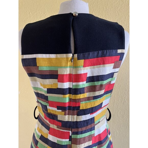 Milly linen silk wool Mod sheath dress workwear sleeveless knee length size 6 - Picture 6 of 7